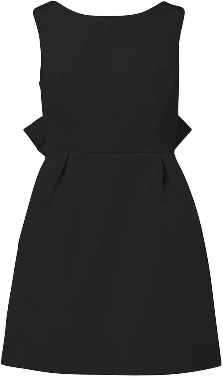 Women's Bow Mini Dress Deep V Neck Short Puff Sleeve Babydoll Dress Romantic Holiday Bowknot Casual Going Out Dress - Image 5