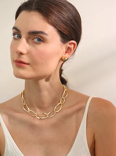 Chunky Gold Chain Necklace Cuban Chain Link Thick Paperclip Chain Heart Chain Choker Necklace for Gift Fashion Jewelry3
