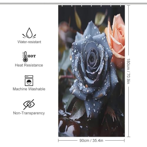 Rose rideau de douche en tissu polyester de qualité supérieure 92x183cm imperméable - 4