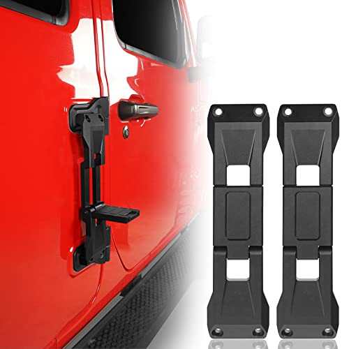 Hooke Road Wrangler Door Hinge Steps Aluminum Folding Foot Peg Doorstep Rooftop Access Pedal Hook for 2007-2025 Jeep Wrangler JK JL 2/4-Door & Gladiator JT - 2 PCs