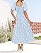ZESICA Women‘s Summer Boho Floral Midi Dress 2026 Casual Short Sleeve Square Neck Flowy Beach Vacation Long Dress,Blue,Medium