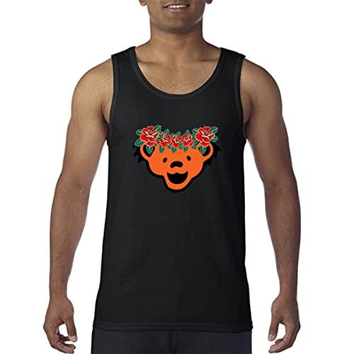 Men's Bear With Roses Tank Top Head Casual Sleeveless Gym Workout Tank Top T-Shirt 2Xl #TOP2