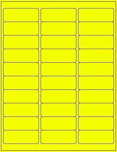 100 Sheets / 3000 FBA and Word Compatible Size Address Labels 30UP 2.625"x1" 30 Labels Per Sheet. Ink Jet and Laser Guaranteed (Yellow)