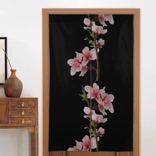 Rideau de porte noren japonais fleurs de pêcher zen - 5