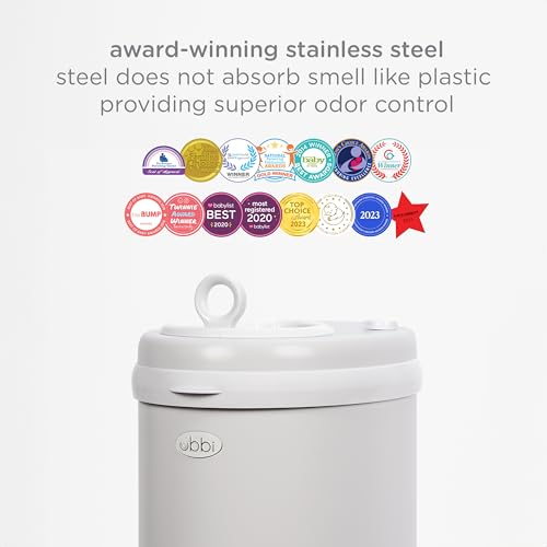 Image of Ubbi Stainless Steel Diaper Pail, No Special Bags, Odor-Locking, Gray
