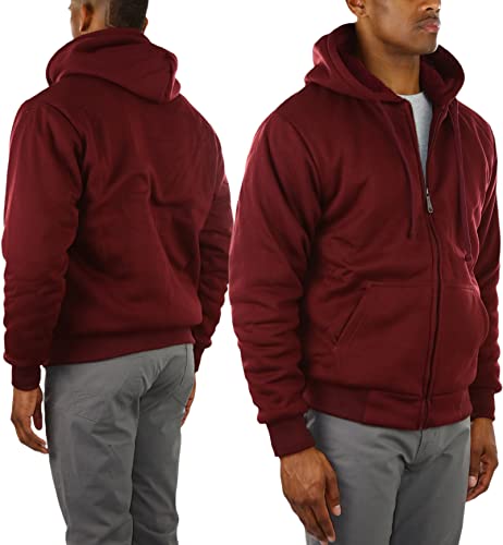 Image of ToBeInStyle Men's Polar Fleece Long Sleeve Zip Up Kangaroo Pocket Cold Weather Hoodie Jacket