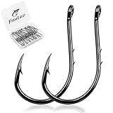 FishTrip Octopus Baitholder Fishing Hooks, 50pcs Bait Holder Hook Sharp Double Barbed High Carbon Steel Offset Circle Hooks Live Bait Fish Hooks for Freshwater Saltwater Size 8