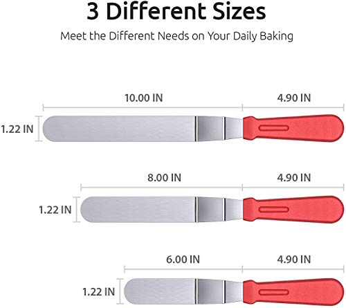 U-Taste 18/0 Stainless Steel Icing Spatula With Pp Plastic Handle, And Upgraded Measuring Cups And Spoons Set Of 10 With Reinforced Welded Handle (Red) #TOP1