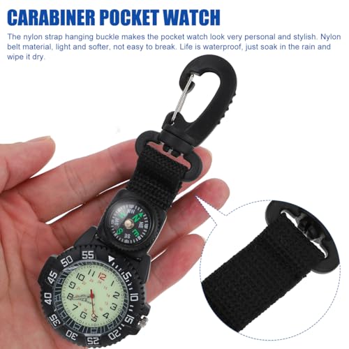 Reloj de bolsillo con brújula y mosquetón para camping miniatura 4