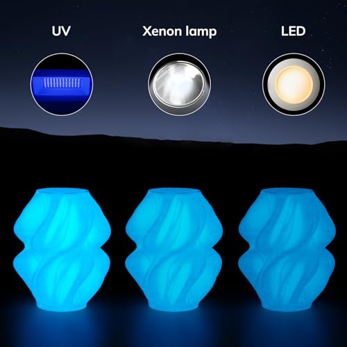 Image of Amolen Glow in the Dark Filament Pla, Silk & Glow Blue 3D Printer Filament 1.75mm Blue, Best with UV Lamps, Dimensional Accuracy + /- 0.02 mm 1KG(2.2lb), Compatible with Most 3D Printers