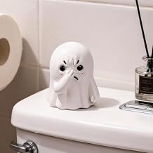 Holding Nose Small Ghost Figurine - Cute Ghost Decor Bathroom Statue, Halloween Decorations Indoor for Desk Porch Mantel Bathroom Shelf Spooky Home Decor, Funny Goth GiftsResin