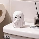 LINYTHER Holding Nose Small Ghost Figurine - Cute Ghost Decor Bathroom Statue, Halloween Decorations Indoor for Desk Porch Mantel Bathroom Shelf Spooky Home Decor, Funny Goth Gifts(Resin)