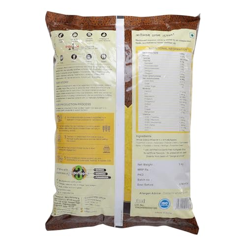 Indijan Multigrain Superfood Atta/Flour 5 Kg|11 Ingridients & 35% Millets+Superfoods/Low carb + Protein+ Vitamins+ Dietary fibre/100% Wholegrain/Immunity Booster/Diabetic Friendly/Low GI
