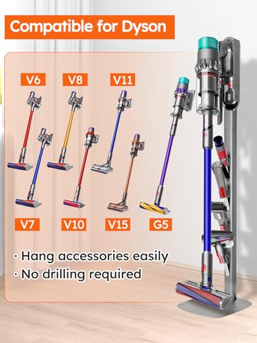 boailydi Vacuum Stand for Dyson Gen5 V15 V12 V11 V10 V8 V7 V6 – Stable Metal Holder with Hidden Cord Management, Storage Rack for Dyson Cordless Vacuum & Accessories, Easy Installation