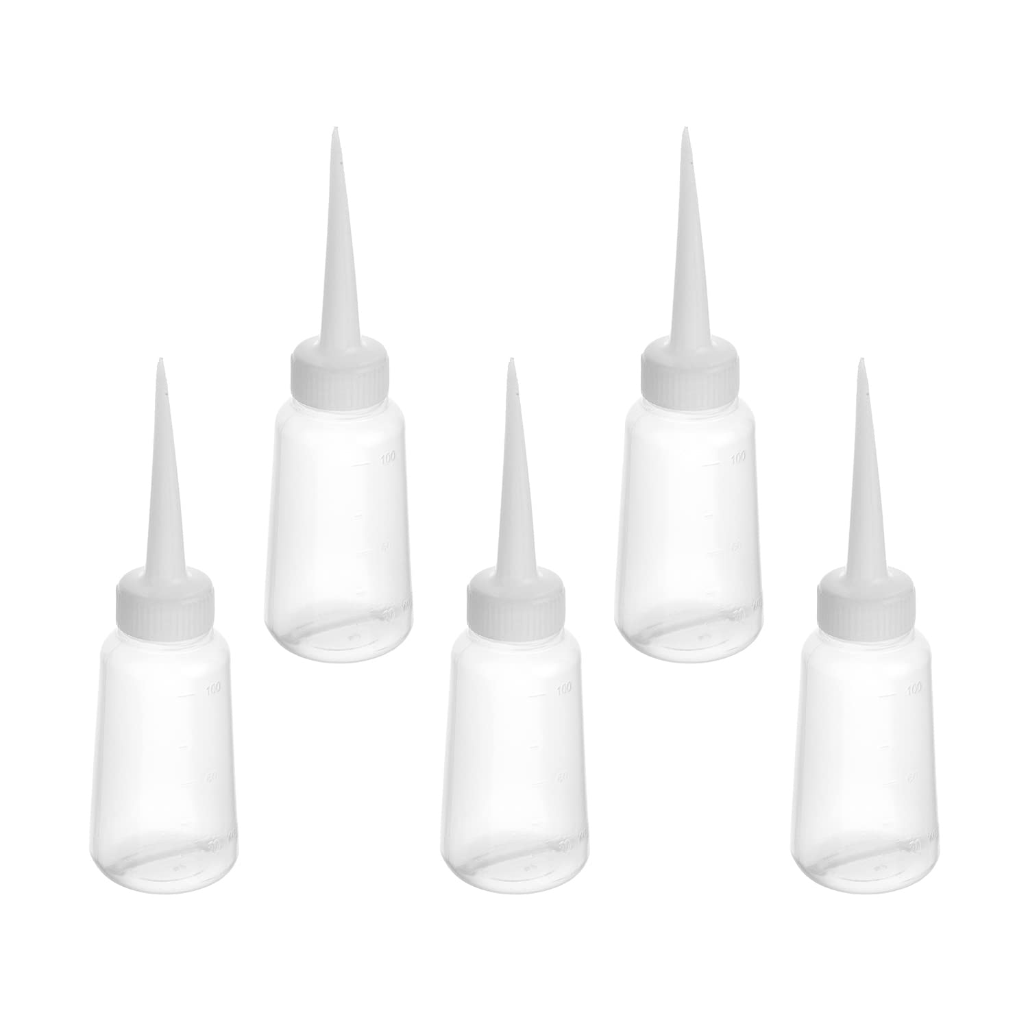 Bettomshin 5Pcs 100ml PE Plastic(Food Grade) Bottles, Straight Mouth Squeeze Plastic Bottle Glue Oil Bottle Wash Bottles for DIY Label Tattoo White