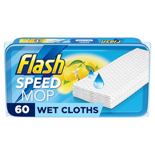 Flash Speedmop Wet Mop Floor Cleaner Refill Wipes 60 (6x10) Refills Lemon Scented For A Fast & Easy Clean