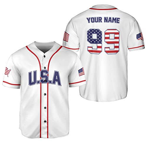 Podagree Personalized America Baseball Jersey Shirt, USA Flag Jersey, American Jersey for Men and Women American (US5)