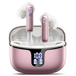 Wireless Earbuds, Headphones Wireless Bluetooth 5.3 with 4 ENC Noise Cancelling Mic, 14.2mm Drivers LED Display, Deep Bass Stereo in Ear Earbuds,40Hrs Bluetooth Earphones/IP7 Waterproof Ear Buds Gold