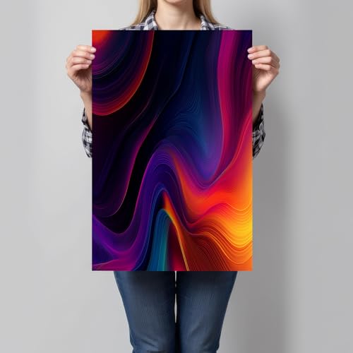 Cuadros de sala de estar modernos con curvas de colores para decorar tu hogar 5