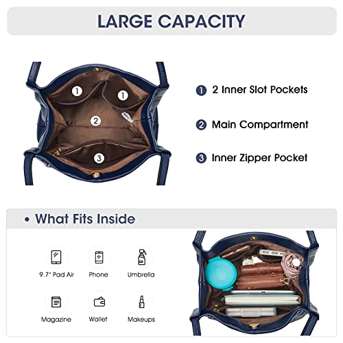 Image of Kattee Genuine Leather Tote Handbag for Women | Soft genuine leather tote with a secure magnetic snap closure for work, shopping, and everyday use.