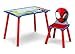 Delta Children - Marvel Spidey and His Amazing Friends 4-Piece Toddler Room-in-a-Box Set – Includes Sleep and Play Toddler Bed, Table, 1 Chair and Fabric Toy Box, Blue/Red
