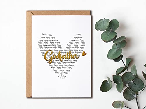 Eruditegifts Godfather Birthday Card - Birthday Card For Godfather - Inside Godfather Heart - Happy Birthday Card - Miss You Card 5 X 7 Inches #TOP3