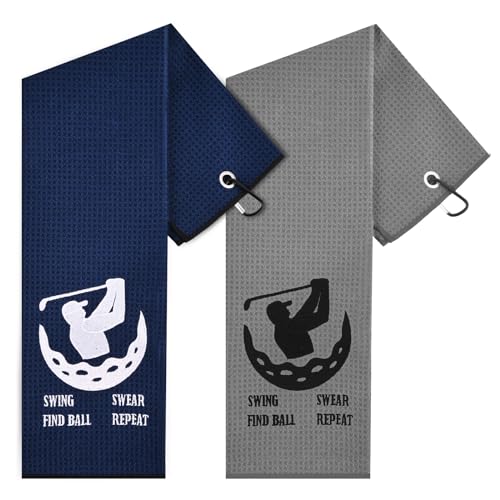 2 Pack Microfiber Golf Towels with Carabiner Clip, 24