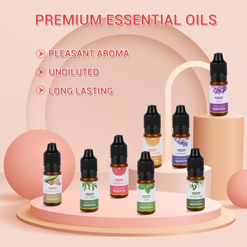 DYESMEE Ätherische Öle Set, 8 x 10ml Aromatherapie Duftöl für Diffusor, Reines Natürliches Duftöl Geschenkset, Aromaöl für Luftbefeuchter, Massage, Wäsche, Seifenherstellung, Kerzenherstellung, Serie1