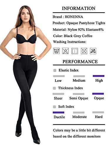Honenna Women's Control Top High Elastic Soft Opaque Pantyhose Tights #TOP3
