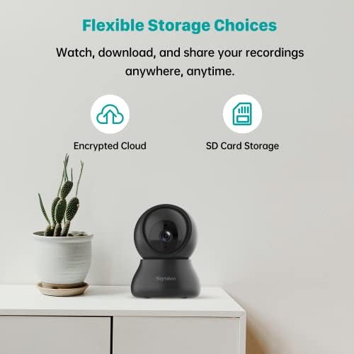 Septekon 2K FHD WiFi Camera Security Camera indoor - 360° Pan Tilt Security Camera - Wireless Baby Camera, Pet Camera - Cloud Storage - Night Vision CCTV Camera Works with Alexa - H40i, Black