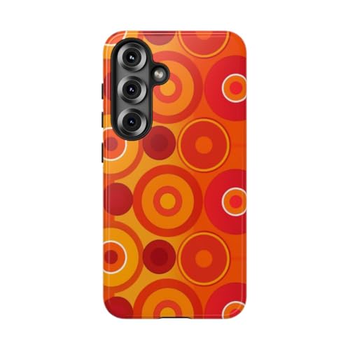 Coque Samsung S25 rigide géométrique rouge orange brillant antichoc