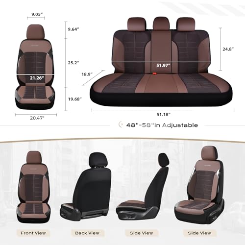 Image of Coverado Air Mesh Seat Cover, Car Seat Cover Rear Seats, 3D Breathable Seat Protectors Sports Carbon Fiber Design Airbag Compatible Comfort Universal for Most Cars, Van,Trucks, SUV, Brown