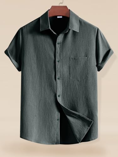 Image of Tee Projekt Solid Shirt for Men's ||Pop corn Shirt|| Solid Shirt for Men's|| Casual Shirt for Men||Half Sleeve Spread Collar Shirt for Men