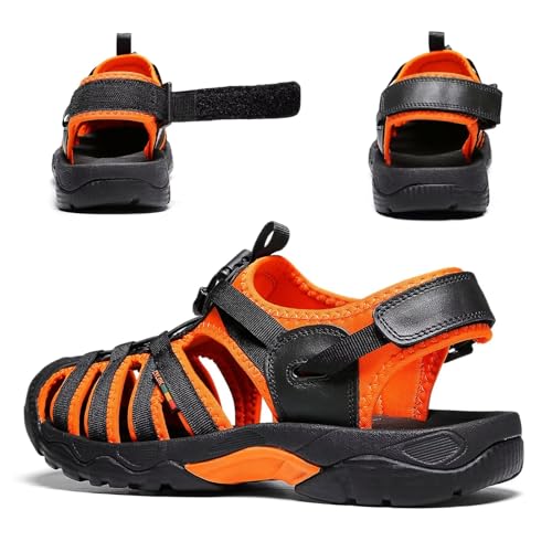 Trekkingsandalen Unisex Zyldk aus Leder für Herren und Damen in Orange