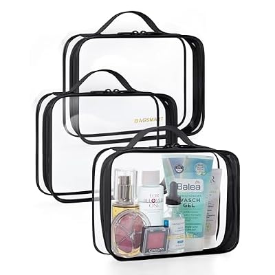 BAGSMART Clear Toiletry Bag, TSA Approved Travel Toiletry Bag Carry On Travel Accessories Bag Airport Airline Quart Size Bags water-resistant Makeup Bag for Women