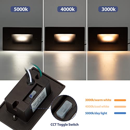 Vtuik 4 Pack 3W Dimmable Led Stair Lights Indoor Outdoor 3000K/4000K/5000K Ip65 Waterproof Brown Step Lights 255Lm Led Deck Lights 4.72X1.73X2.83Inch #TOP2