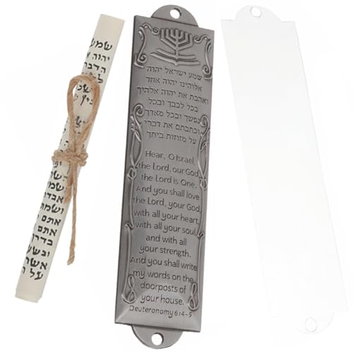 MAGICLULU Mezuzá Retro de Metal con Pergamino de 132 Mm, Decoración Religiosa para Puerta Principal, Artesanía Vintage para Oración y Bendición del Hogar, Accesorio Decorativo para Casa