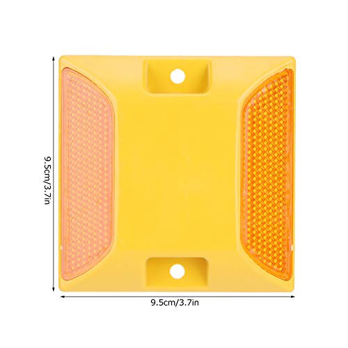 MOUMOUTEN 6 Stück Katzenaugen Reflektierende, 9,5cm Doppelte Gelbe Kunststoff Rückstrahler Boden Markierungsnägel, für Auffahrt, Parkplatzmarkierung, Bremsschwellen, Bürgersteige
