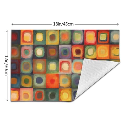 Set de table lavable en PVC tressé lot de 4 napperons rectangulaires art abstrait chic 45x30 cm