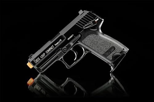 HK Heckler & Koch USP GBB Blowback 6mm BB Pistol Airsoft Gun, Black, HK USP Compact GBB