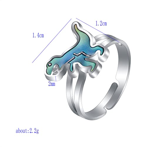 Lovely Dinosaur Face Color Change Ring Mood Emotion Temperature Adjustable Index Ring Funy Jewelry2