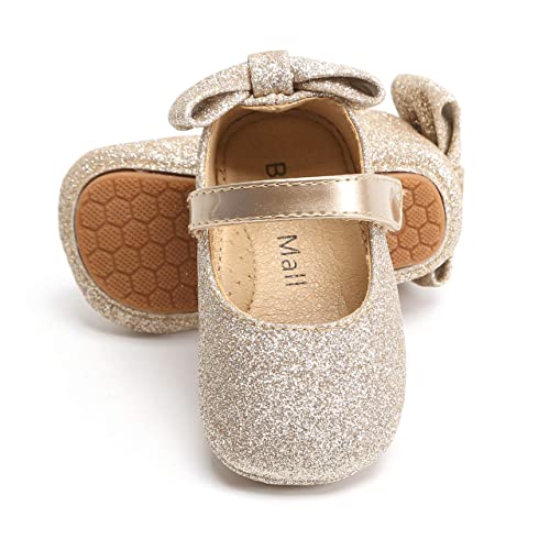 Felix & Flora Gold Baby Shoes Girl 12-18 Months - Infant Baby Walking Shoes Moccasinss Rubber Sole Crib Shoes(Gold,12-18 Months)
