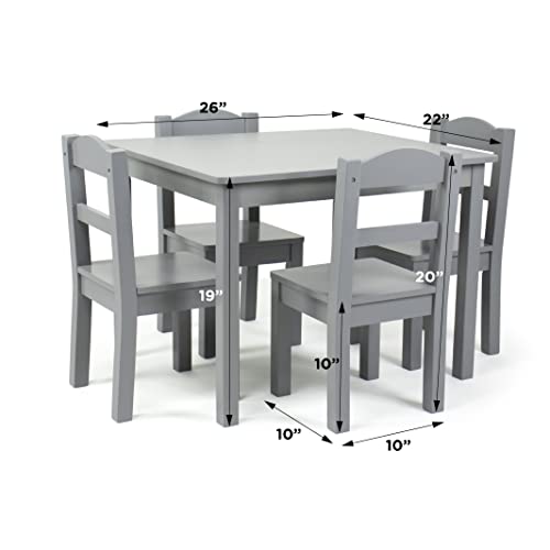 Humble Crew Kids Wood Table And 4 Chair Set, Grey & Inspire Toy Organizer With Shelf And 9 Storage Bins, Grey/White #TOP3