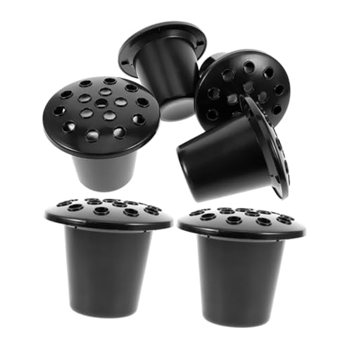 CAXUSD Porte-Fleurs en Plastique pour Cimetière 16 Trous Noir Et Blanc avec Socle Lotus Résistant Aux Intempéries pour Décorations Funéraires Et Tombes Lot De 6