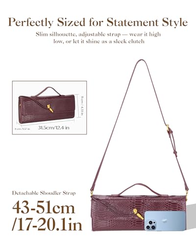 Image of Elegant Evening Clutch Purse for Women - Structured Crocodile PU Leather Handbag for Wedding & Formal Party