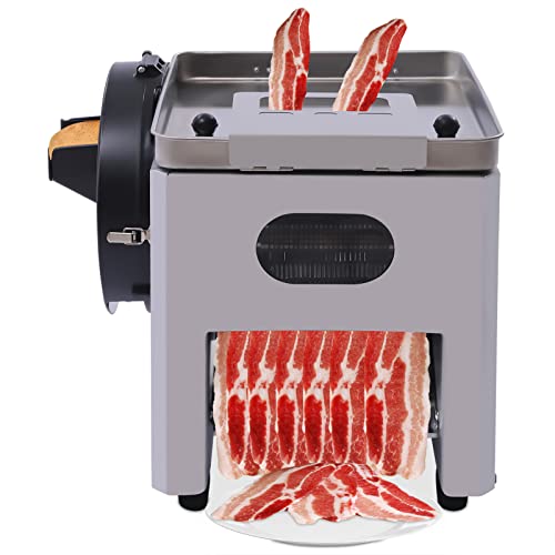 LYNICESHOP Electric Meat Cutter, 2.5mm Vegetable & 3.5mm Meat Slicer, Automatic Cube Strip Meat Cutting Machine 200kg/h
