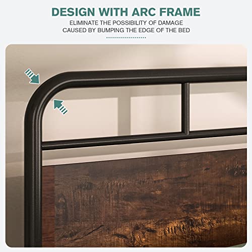 Imusee King Bed Frame With Industrial Wood Headboard / 12" Under Bed Storage/Mattress Foundation/No Box Spring Needed/Easy Assembly/Sanders #TOP3