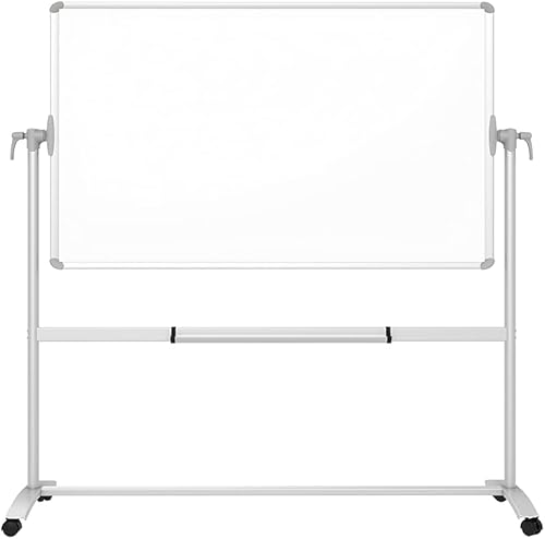 VIZ-PRO Pizarra magnética móvil de doble cara, 60 x 36 pulgadas, soporte de acero