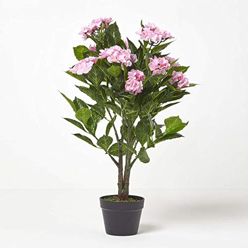 HOMESCAPES Roze Hortensia Kunstplant met Zwarte Pot, 85 cm (2,8 ft) - Afbeelding 6
