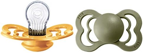 BIBS Supreme Soother 2-Pack, BPA Free Dummy Pacifier, Symmetrical Nipple. Silicone, Size 1 (0-6 Months), Woodchuck/Blush